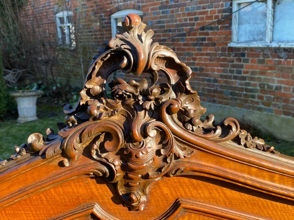 Carved walnut rococo style bed View II
