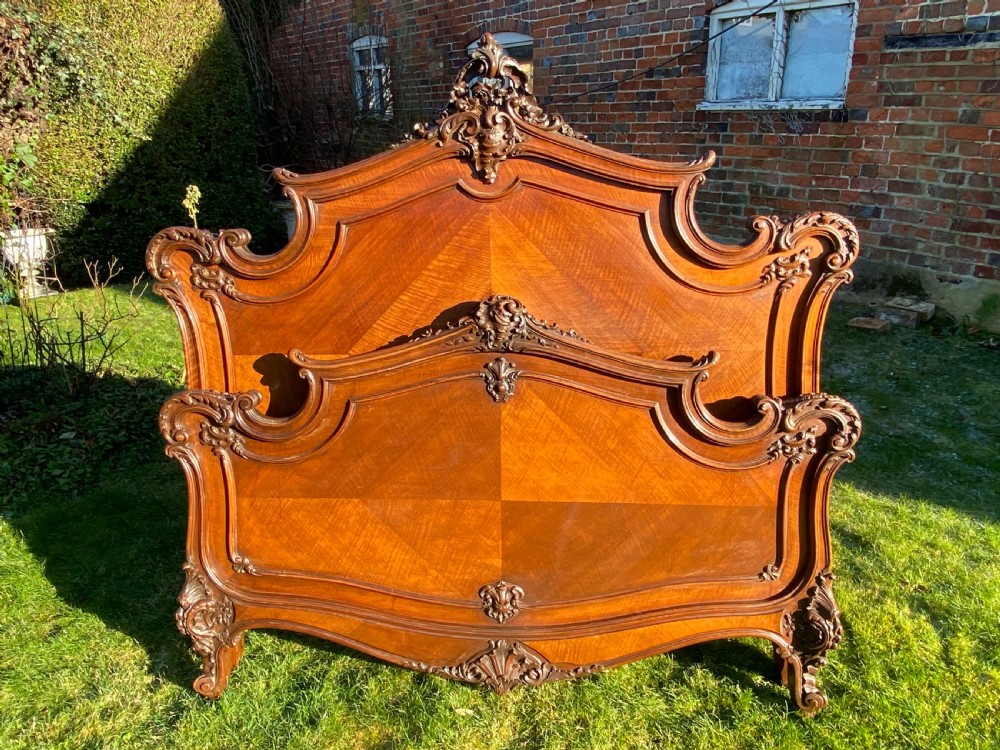Carved walnut rococo style bed