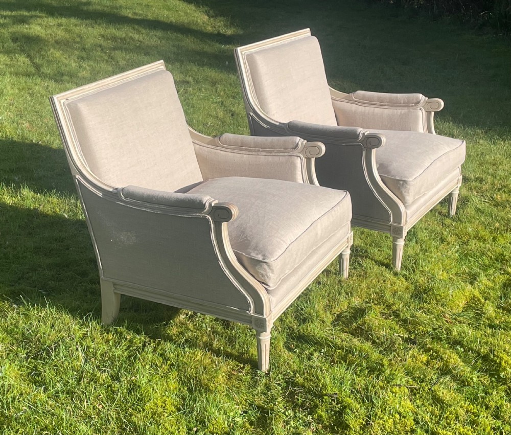 Large comfy pair of Louis style armchairs  View III