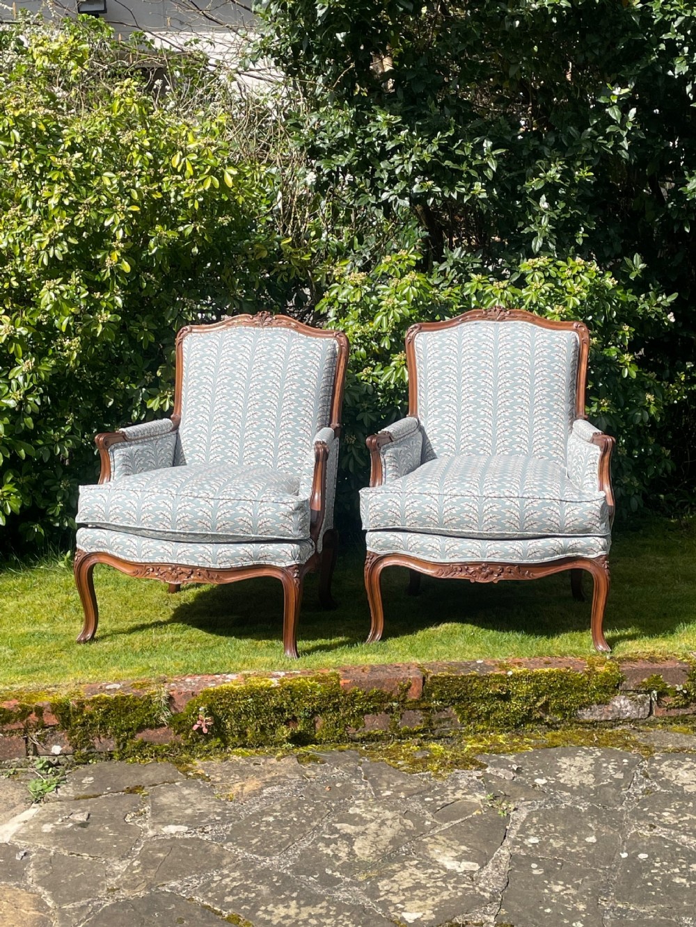 2 Louis XVI Style Walnut Armchairs 