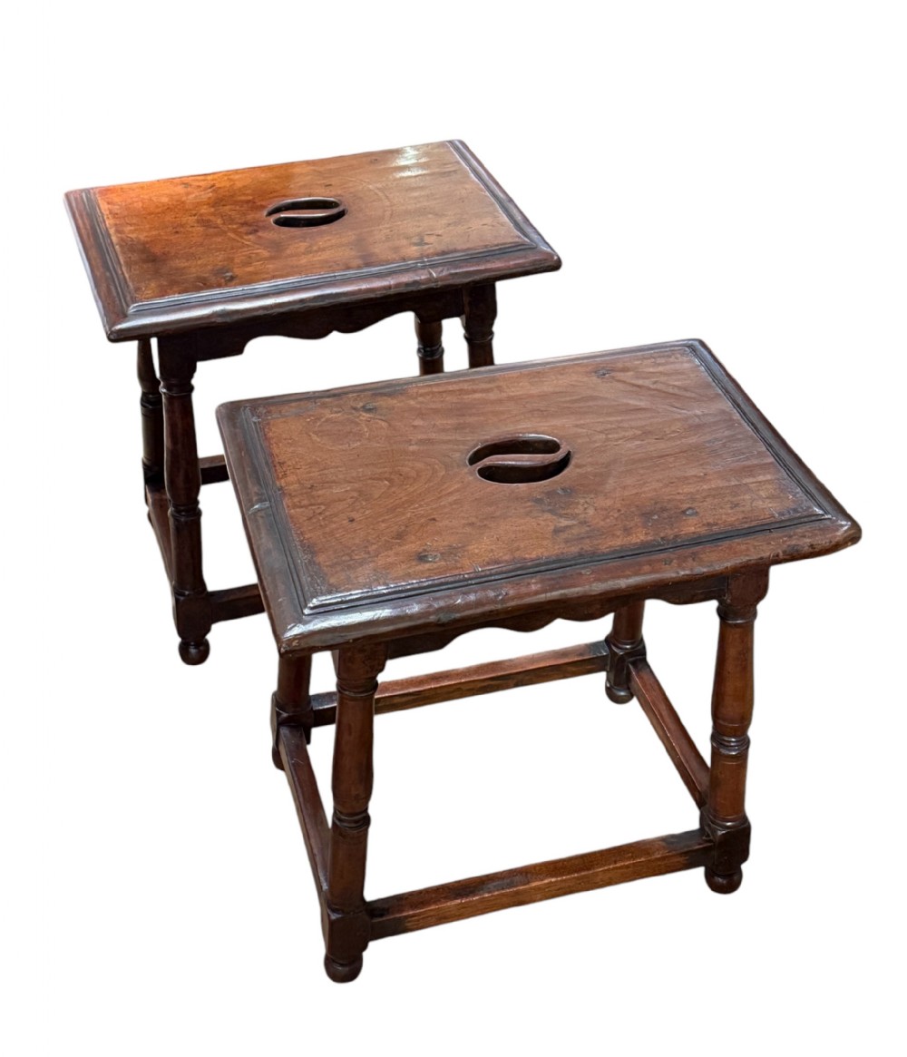 Pair Of 19th C French Fruitwood Joint Stools 