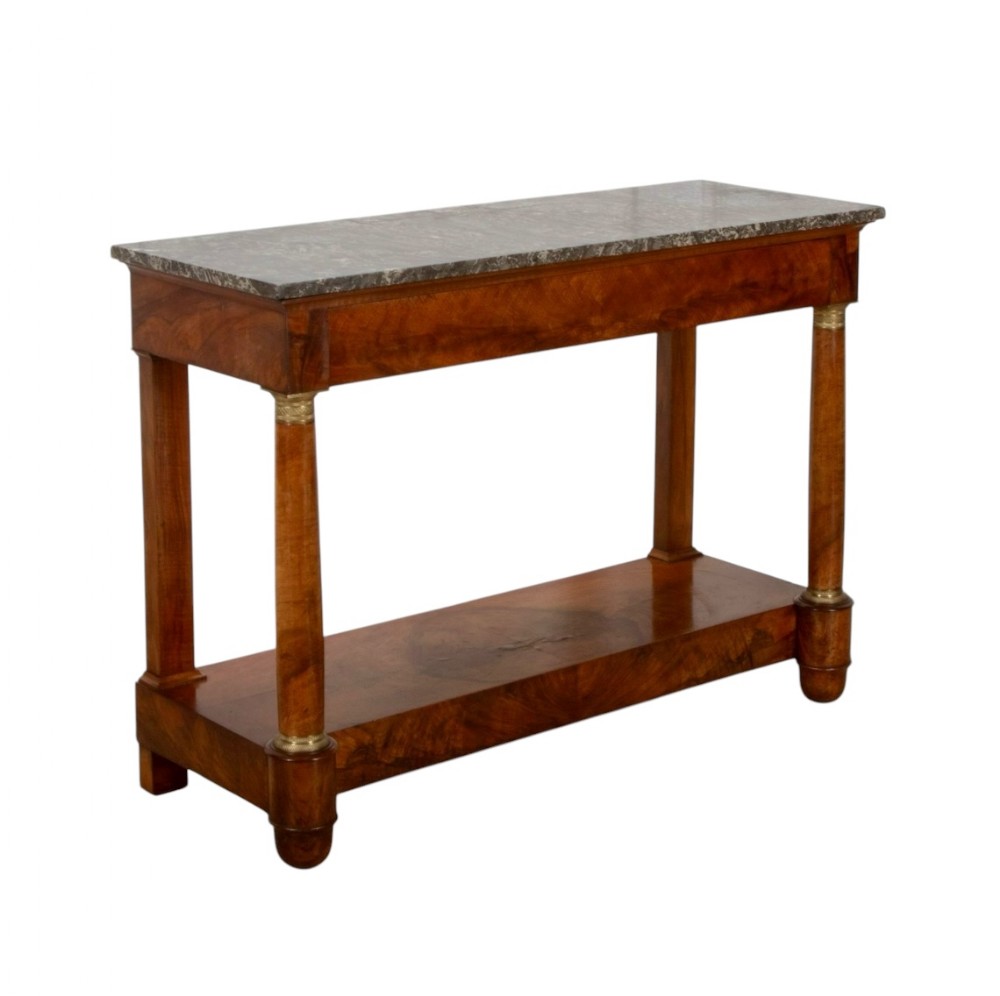 19th C French Walnut Empire Console Table 