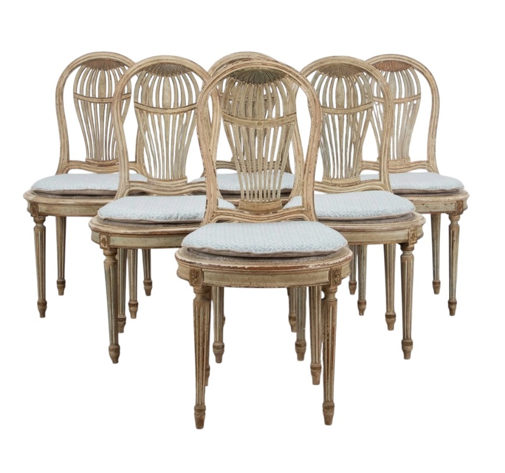 Six 19th Century French Montgolfier Dining Chairs 