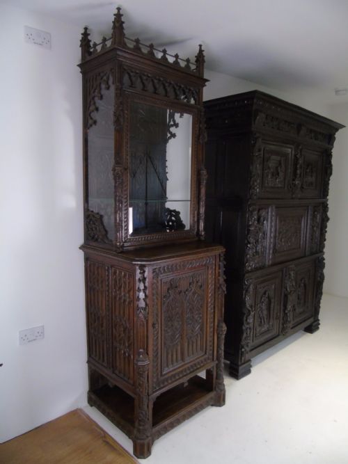 19th Century Carved Gothic Cabinet