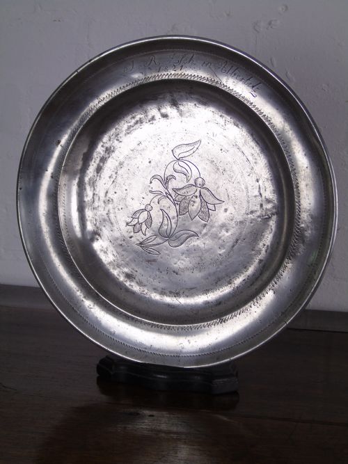 Early 18th Century Wriggle-work Pewter Charger