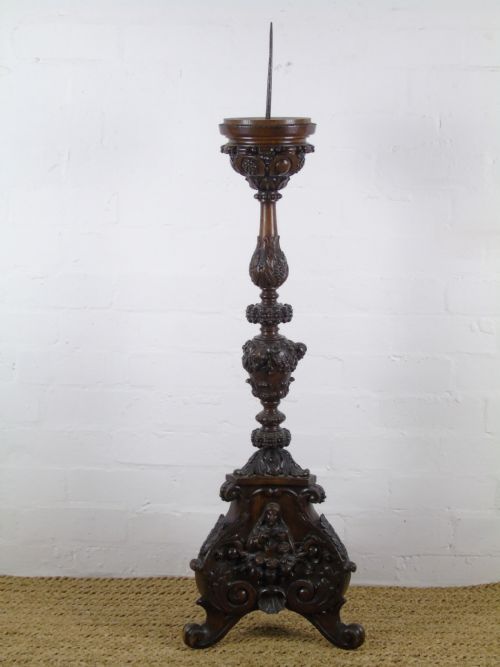 A Large Heavily Carved 19th Century Pricket