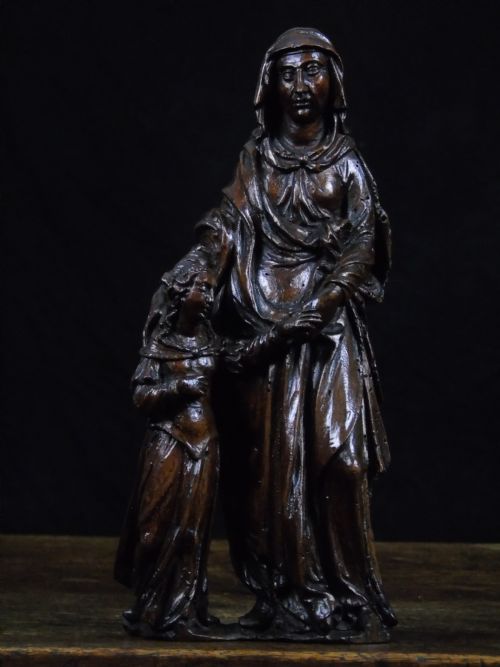 A Quality Late 16th - Early 17th Century Carving of Saint Anne & Mary