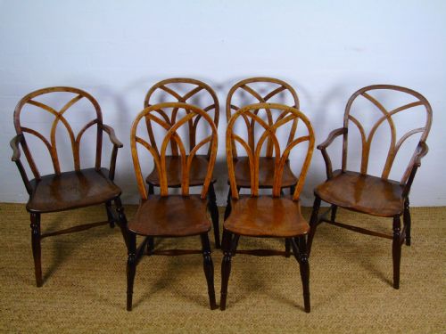 A Fine Set of Six Gothic Lace Back Chairs