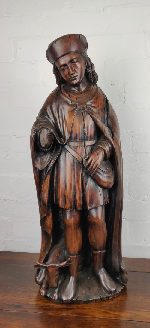 A Late 17th Century Carved Figure of Saint Wendelin of Trier