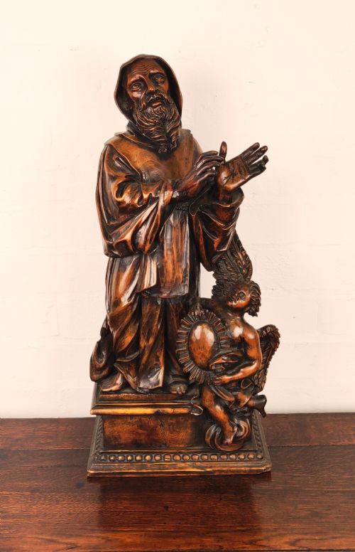 17th Century Carved Figure of a Saint