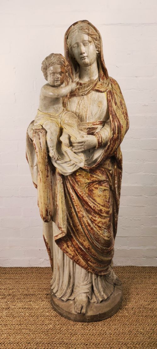 A Life-size Baroque Figure of Madonna and Child