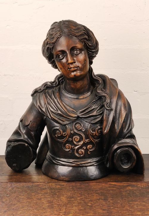 18th Century Carved Bust of a Saint