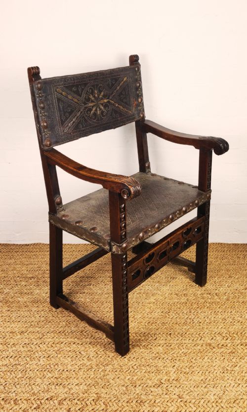 A Fine 17th Century Spanish Walnut Arm Chair