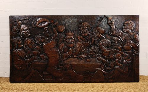 A Massive 17thc Style Carved Oak Relief