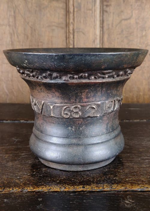 A Rare 17thc English Bronze 'Marriage' Mortar
