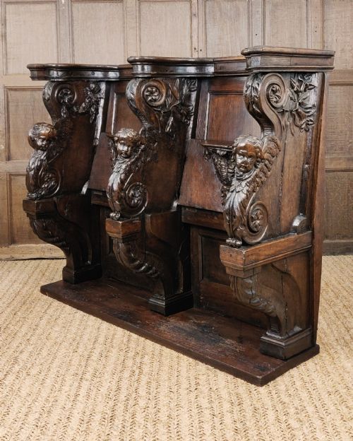fig 1. An exceptionally rare 17thC church pew with Misericords - Royal provenance