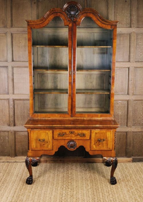A Super Quality 19thc Irish Walnut Bookcase on Stand