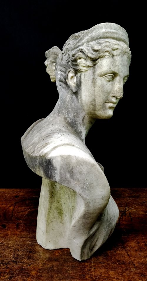 fig 2. A magnificent marble bust of Diana the Huntress. 