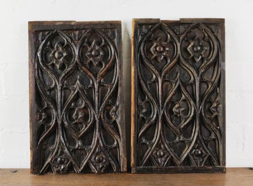 A Pair of 16thc Gothic Oak Panels