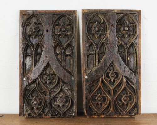 A Pair of 16thc Gothic Oak Panels