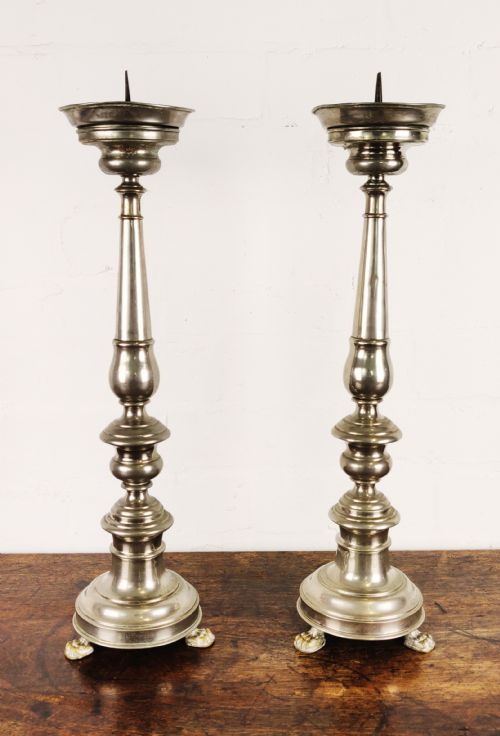 A Large Pair 19th Century Silver Plated Prickets