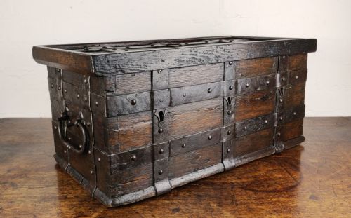 A Fabulous Late 16th Century Iron Bound Collection Chest.