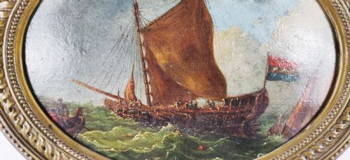 fig 1. A small 18th century netherlands naval oil painting