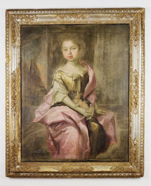 A Large 17th Century Portrait of a Young Girl.
