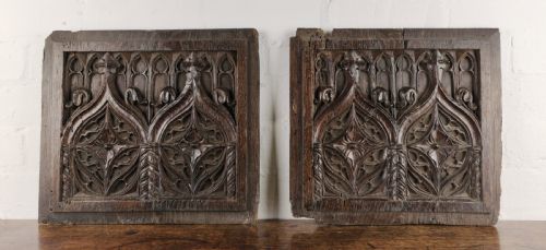 A Pair of 16th Century Gothic Oak Panels.