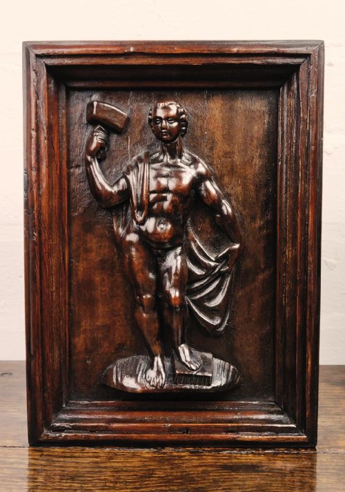 fig 1. A pair of 17th century panels depicting Minerva and Vulcan.
