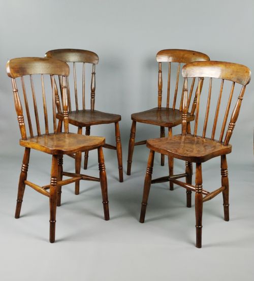 A Set of Four Late 19th Century Kitchen Chairs.