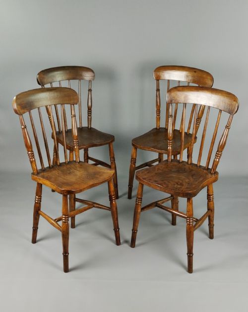 fig 1. A set of four late 19th century kitchen chairs.