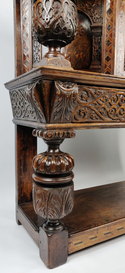 fig 1. A Rare late Elizabethan marquetry livery cupboard.