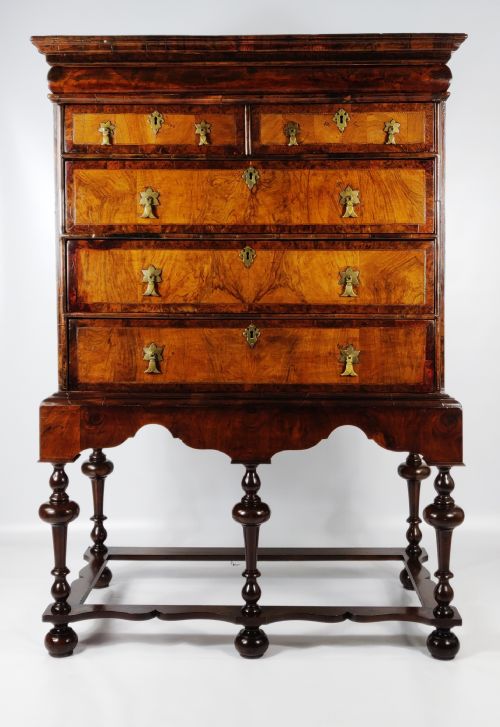A Fine Early 18th Century Walnut and Burr Yew Chest on Stand.