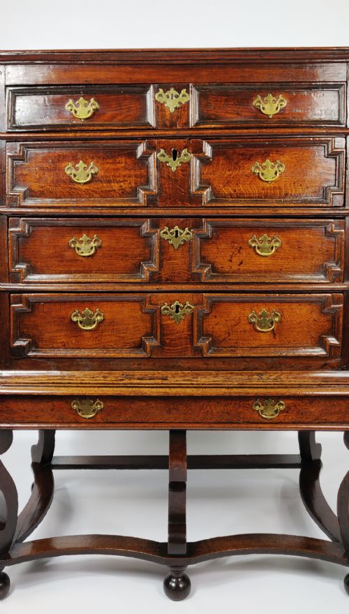 fig 1. A late 17th century oak chest on stand.