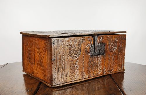 A Late 17th - Early 18th Century Carved Box.