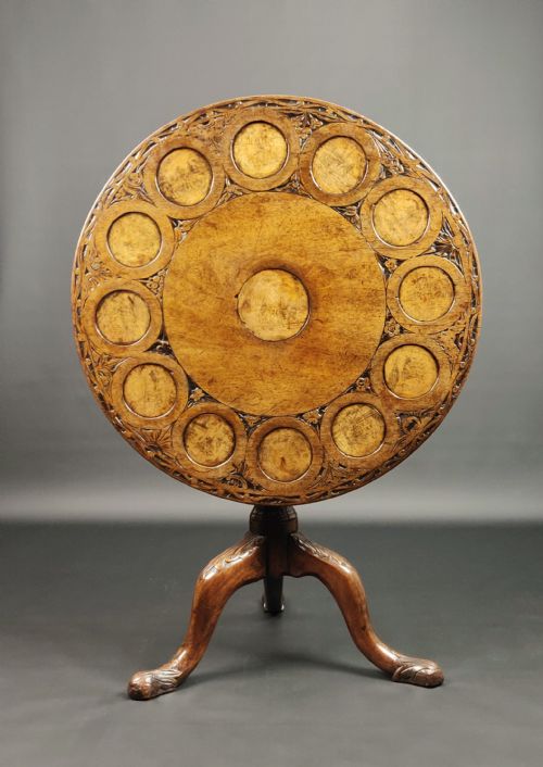 An Unusual 18th Century Pen-work Tea Table.