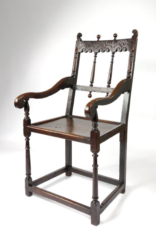 A Rare 17th Century Derbyshire Wainscot Chair.
