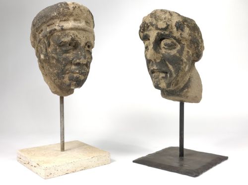 fig 3. A pair of 14th century European stone heads. 