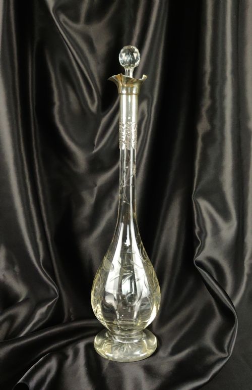 fig 1. A superb Edwardian long necked silver decanter.
