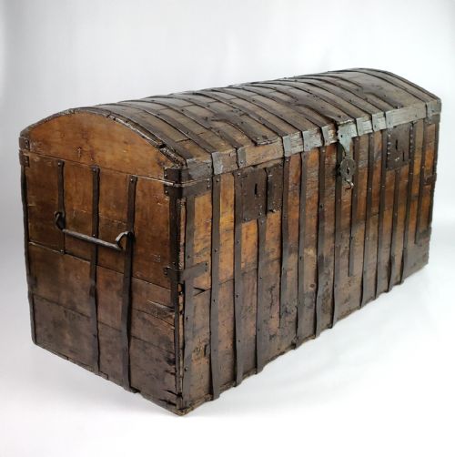 A Large Early 17th Century Iron Bound Chest.