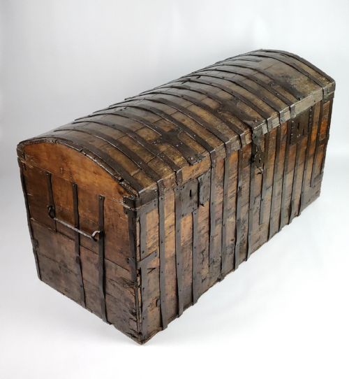 fig 1. A large early 17th century iron bound chest.