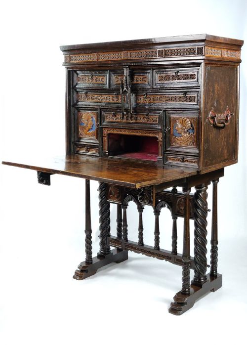 A Fabulous Gothic Walnut Vargueno.