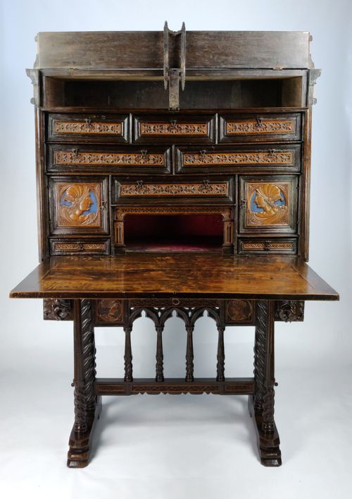 fig 4. A fabulous Gothic walnut Vargueno.