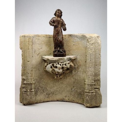 A 17th Century Carved Walnut Figure.