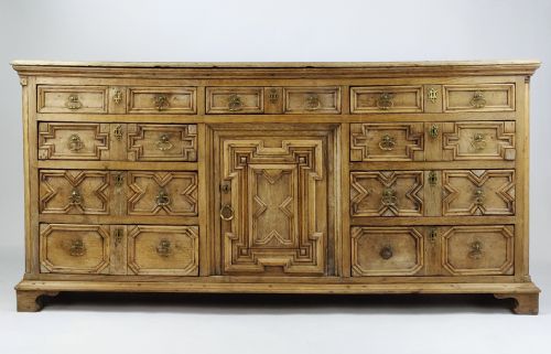 A Geometric Oak Dresser Base.