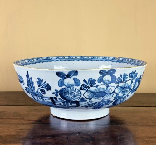 A Large 18th Century English Delft Punch Bowl.