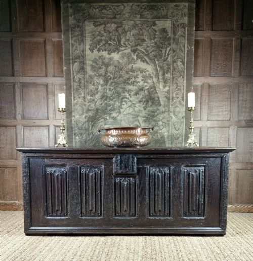 A Large Early 16th Century Linenfold Coffer.