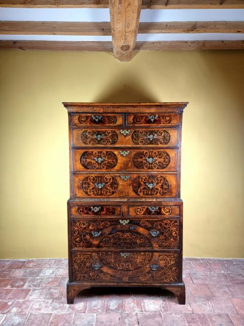 A Rare George 1st Seaweed Marquetry Chest on Chest.