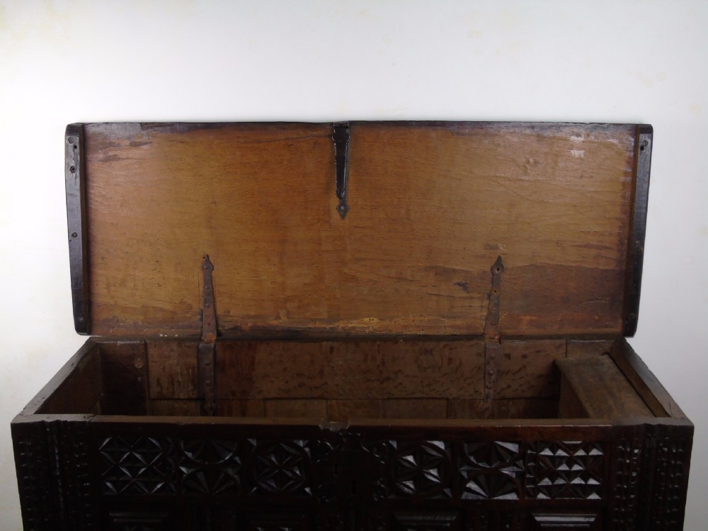 16th Century carved oak coffer  View IV